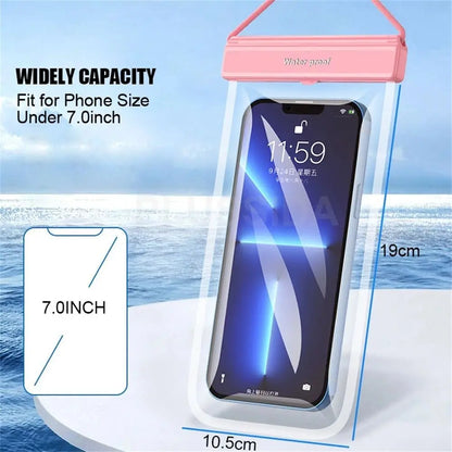 Waterproof Phone Case under 7.0 Inches for Iphone 13 Pro Max Swim Case IPX8 Universal Cover for Huawei Xiaomi Redmi Note Samsung