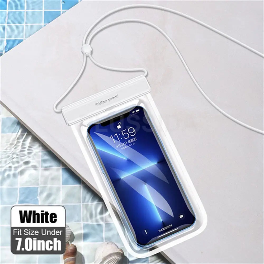 Waterproof Phone Case under 7.0 Inches for Iphone 13 Pro Max Swim Case IPX8 Universal Cover for Huawei Xiaomi Redmi Note Samsung
