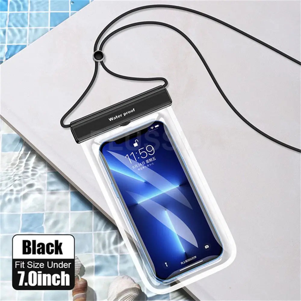 Waterproof Phone Case under 7.0 Inches for Iphone 13 Pro Max Swim Case IPX8 Universal Cover for Huawei Xiaomi Redmi Note Samsung