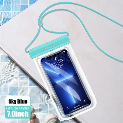 Waterproof Phone Case under 7.0 Inches for Iphone 13 Pro Max Swim Case IPX8 Universal Cover for Huawei Xiaomi Redmi Note Samsung