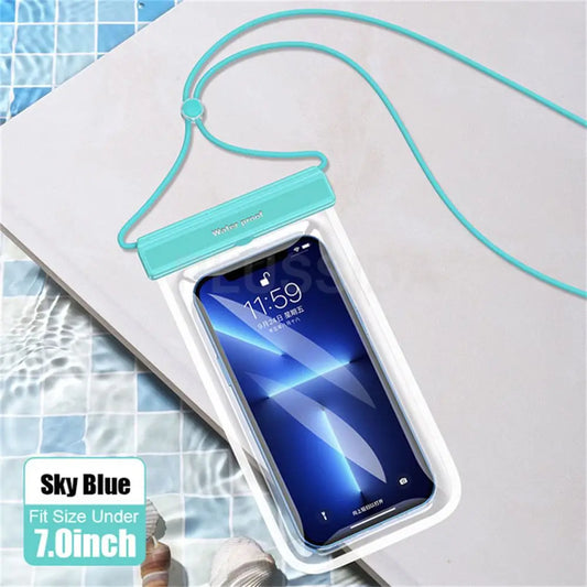 Waterproof Phone Case under 7.0 Inches for Iphone 13 Pro Max Swim Case IPX8 Universal Cover for Huawei Xiaomi Redmi Note Samsung