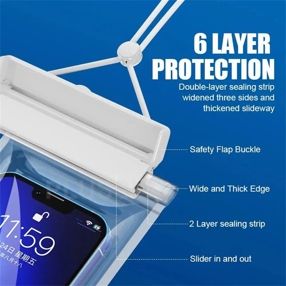 Waterproof Phone Case under 7.0 Inches for Iphone 13 Pro Max Swim Case IPX8 Universal Cover for Huawei Xiaomi Redmi Note Samsung